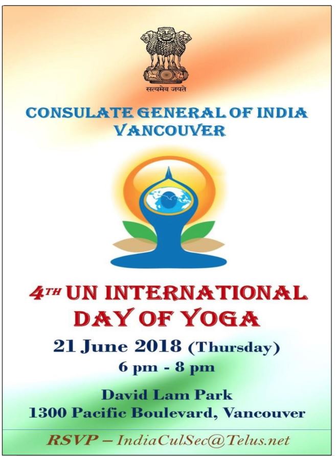 UN International Day Of Yoga Celebrations by Consulate General of India - Vancouver, BC
